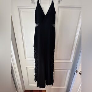 Betsy & Adam formal gown, size 4, sheer sids, & black florals